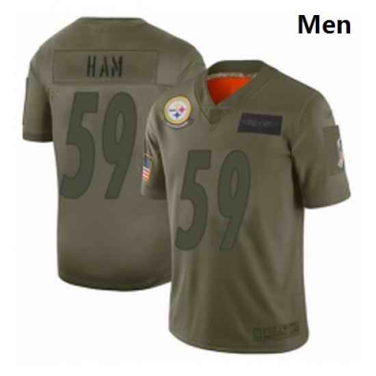 Men Pittsburgh Steelers 59 Jack Ham Limited Camo 2019 Salute to Service Football Jersey